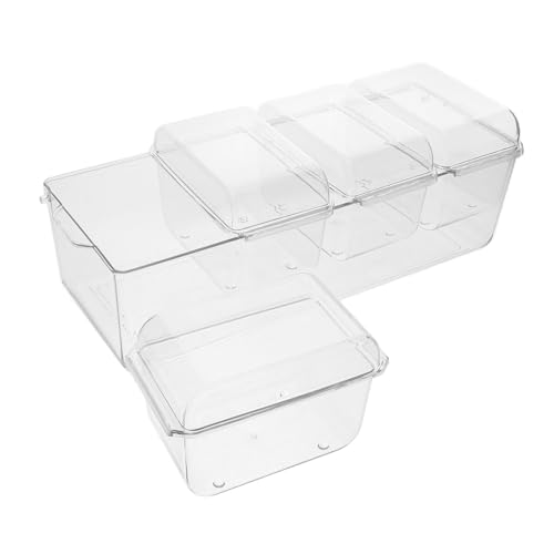 Unomor Ice Chilled Condiment Caddie 4 Containers Snack Cart for Events Plastic Serving Tray Removable Dishes for Salad Garnish