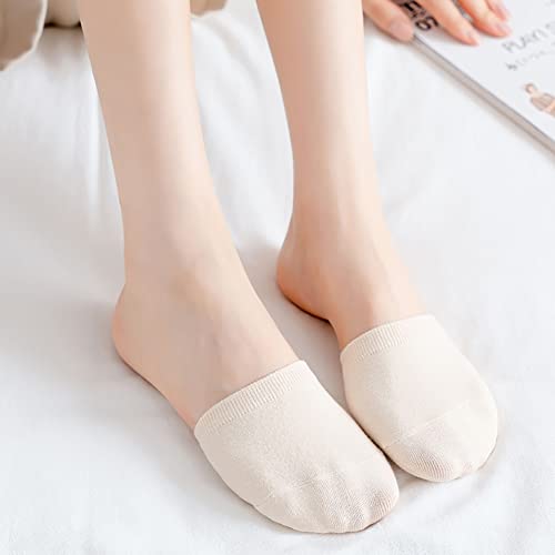 Image of 5 Pairs Non Skid Toe Topper Socks Toe Liner Half Socks No Show Socks Toe Cover Socks No Slip Invisible Socks for Women Nude color