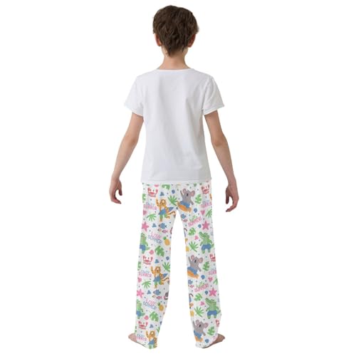 Koala Hippo Love Summer Boys Long Pants Soft Trousers Elastic Waist Kids Lounge Bottoms with Pockets S-XL3