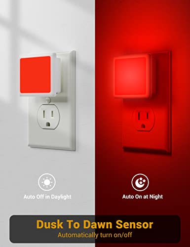 Image of JandCase Red Night Light, Red NightLight[2 Pack],0.3W LED Night Light | Auto Light Sensor,Night Lamp Plug into Wall for Bathroom, Bedroom,Corridor,Hallway,Non-dimmable