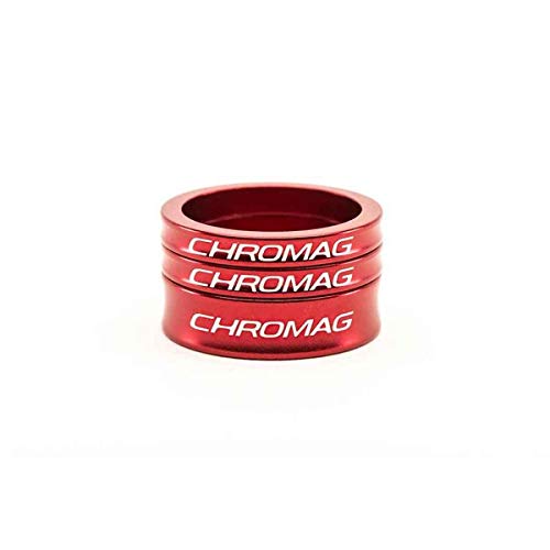 CHROMAG Spacer Kit for Mountain Bike/MTB/Cycle/VAE/E-Bike Adult Unisex, Red, 2 x 5 mm and 1 x 10 mm Diameter 1.1/8