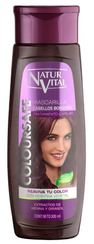 NaturVital Burgundy for Red Hair Refresher Coloursafe Hair Mask 300 ml. No Parabens,Organic Certified Extract