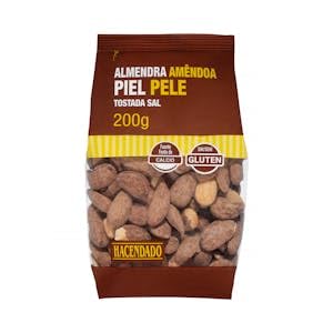 "Almendra tostada y salada Hacendado con piel Paquete 200 g Pack 2"