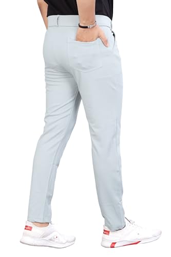 Image of Men's Formal Slim Fit Trousers | Mid-Rise Solid Pants with Button Closure | Perfect for Office Pack of 1)
