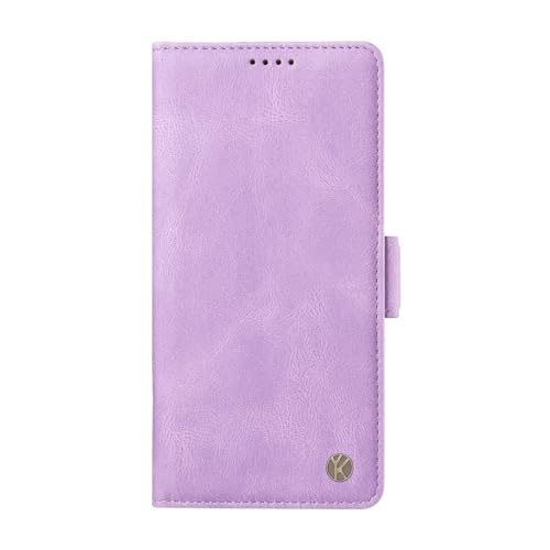 Étui pour iPhone 17 Pro Max lilas en cuir avec portefeuille et boucle