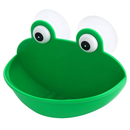 Pensino Frog Styling Soap Holder, Cute Cartoon Soap Box with Powerful Sucker Silicone Portable Soap Dish Holder for Bathroom Kitchen Travel