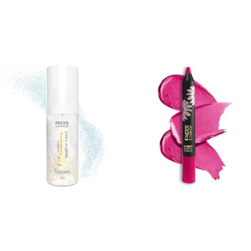Image of FACESCANADA Ultime Pro Shimmer Makeup Fixer, 50ml & Comfy Matte Lip Crayon - Whatever 10, 2.8g