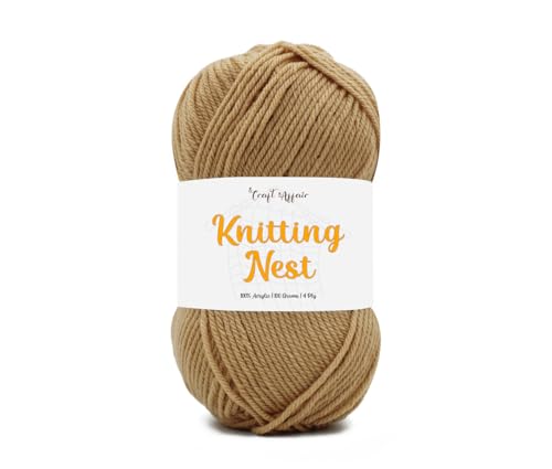 Image of Craft Affair | Knitting Nest Acrylic Yarn (200 Meter, 100 Grams, 2mm) / Woolen Yarn /Acrylic Yarn for Knitting and Crocheting - Beige