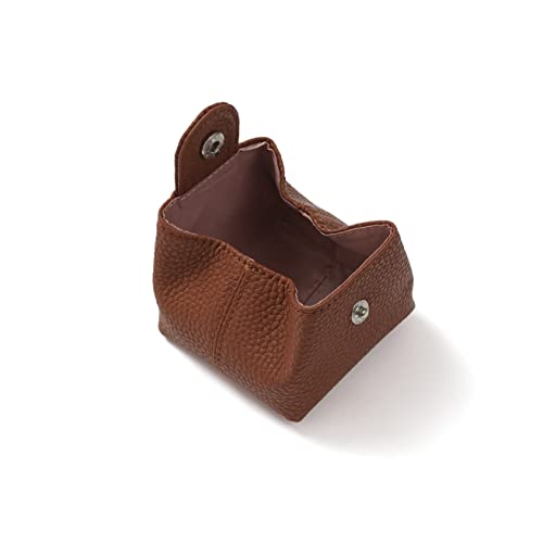 Image of Cockatoo Genuine Leather Coin Pouch Change Holder, Mini Snap Pocket Wallet for Men Women (Brown, Large)