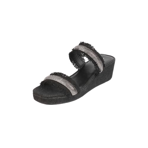 Mochi Women Denim Embellished Fashion Platforms Sandal