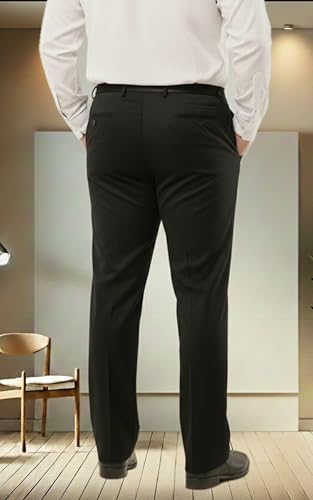 Image of SaintX Men's Premium Plus Size Formal Trousers | Regular Fit Upto 2 inch Techno Flex Waistband | Wrinkle Resistant | Stretchable Triple Blend, Easy Care Fabric | Office & Business Wear