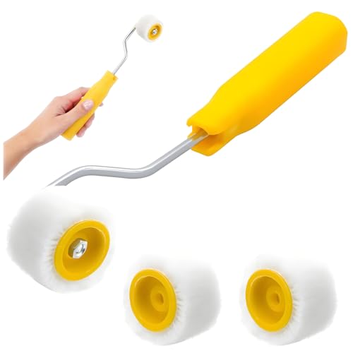Seutmrou Rouleau de Peinture, Petit Rouleau Peinture, Kit Rouleau à Peinture 1 Manche en Plastique et 3 Têtes de Brosse, Mini Rouleaux Pour Peindre, Réparer...