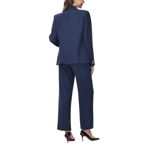 Lamgool Women's 2 Piece Set Double Breasted Blazer and Pants Suit Business Outfits for Work Office3