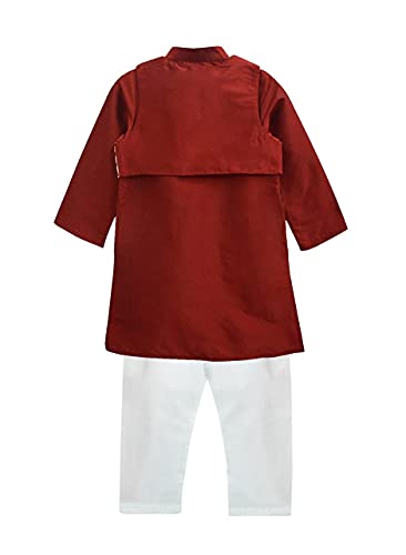 Image of A.T.U.N. All Things Uber Nice) Polyester All Things Uber Nice Boy's Regular Kurta Pyjama Jacket Set