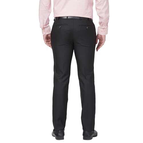 Image of Raymond Men's Slim Fit Structure Pattern Polyester Blend Pleated Formal Trouser