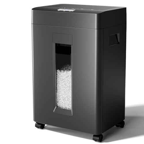 8-sheet Cut Paper Shredder Heavy Duty for Home Office Use, Automatic Sensing Shredded Paper Machine with 23L Pull Out Bin, One-touch Forward/reverse, 2 * 12mm Shredding Effect