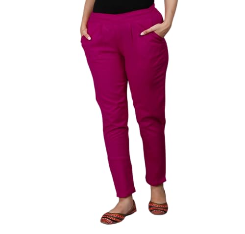Image of Theth Deshi Women's Cotton Soft and Comfortable Solid Casual Trouser