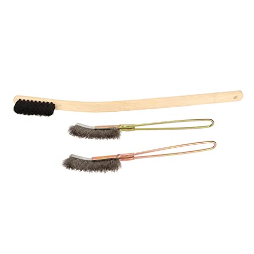 3Pcs Bird Cage Brush, Long Handle Cleaning Bamboo Stainless Brush, Pet Birdcages Steel Medium Hardness Tool Accessories for Small Animal