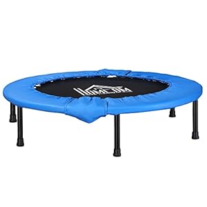 HOMCOM Mini Fitness Trampoline Home Gym Yoga Exercise Rebounder Indoor Outdoor Jumper with Safety Pad, Support Up to 100 KG, Blue and Black
