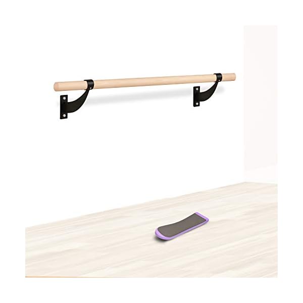 Ballet-Barre-Wall-Mounted-Ballet-Bar-Includes-Turning-Board-Premium-Beech-Wood-Does-Not-Bend-Wobble-Rust-Barre-Bar-for-Home-Workout-Dance-Equipment-for-Leaps-4-ft-Long-15-ft-Dia-for-Kids-Girls-Adults flybold Wall-Mounted Ballet Barre with Turning Board and Premium Wooden Bar - Home Workout and Dance Equipment - Rust, Wobble-Free - 4ft, 1.5ft Diameter - Multiple Colors