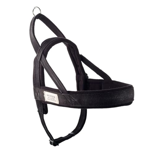 HUNTER New Orleans Norwegergeschirr, Geschirr für Hunde, mit Baumwolle, Fleece-Polsterung, wasserabweisend, L, schwarz