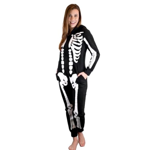 Blis Adult Onesies for Women Pajamas Halloween Costume Onesie Skeleton Large