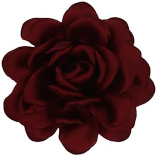 Dainty Satin Fabric Rose Flower Large Brooch Pin Handmade Big Camellia Brooch Lapel Pins Wedding Party Dance Banquet Dress Suit Ceremony Clothes Accessories Jewelry Gifts for Women (Claret) image 2