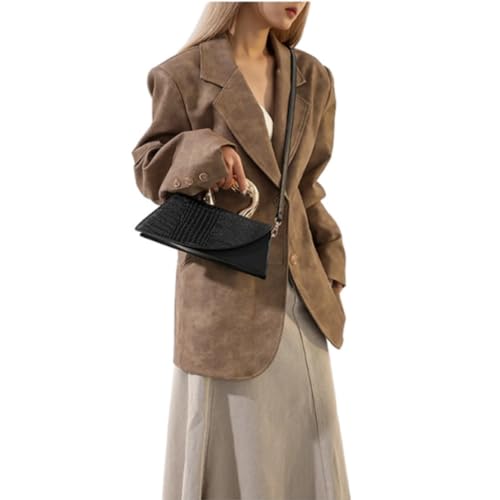 Image of Women Vegan Leather Evening Handbag Crocodile Pattern Handle Clutch Purse Cross Body Envelope Bag