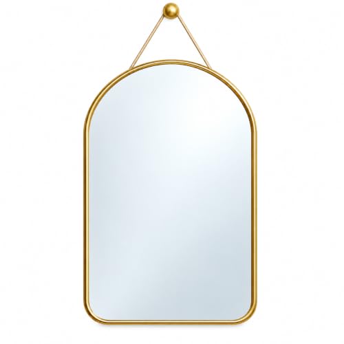 Askılı Duvar Aynası cm, İnce Çerçeve, Banyo Antre Yatak Odası ve Makyaj Alanı için Dekoratif Ayna, Ayna (Gold, 45 * 60)