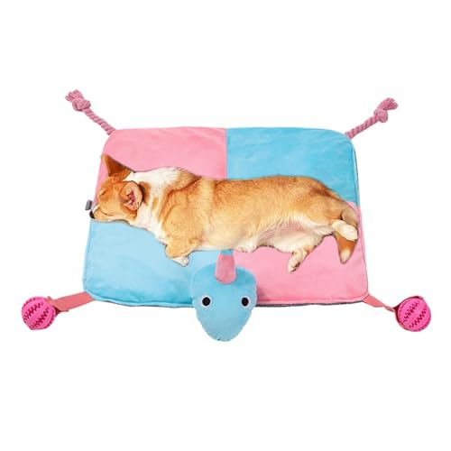 Dog Play Mat, Entertain Carpet Squeaky Toys, Pet Toy Mat, Dogs Interactive Treat Game Boredom Relief Feeding Mat with Squeaky To