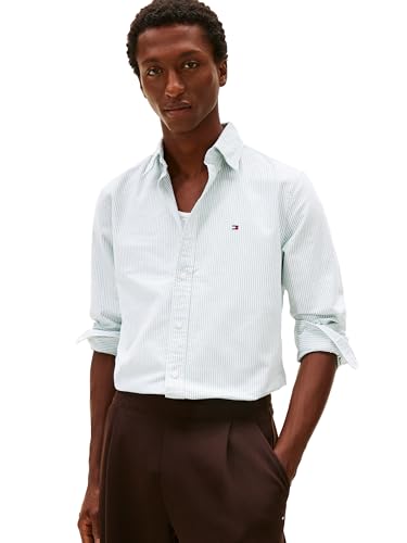 Image of Tommy Hilfiger Men's Long Sleeve Oxford Shirts in Regular Fit, Men's Button Down Shirts, Also Available in Big and Tall