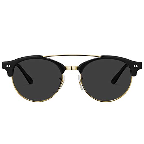 Carfia Double Bridge Round Polarized Womens Sunglasses 100% UV Blocking Anti-Glare