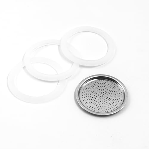 zanetti - Set Ricambi Universali Per Caffettiere Formato 1 Tazza, Ricambi Moka Composto da 3 Guarnizioni e 1 Filtro