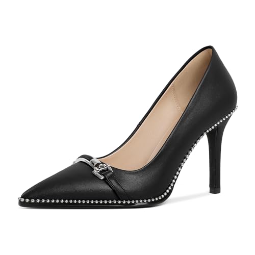 Image of Women's High Heel Pumps Stiletto Heel Pumps for Women Pointed Toe Heels Elegant Classic 3.5 Inch Beaded Pumps