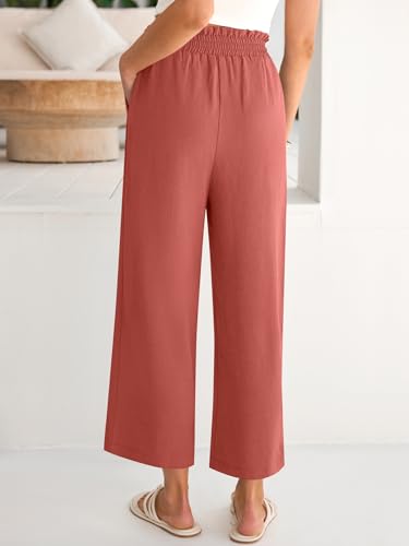 Image of ANRABESS Womens Wide Leg Palazzo Pants Summer Beach High Waisted Cropped Flowy Pants 2026 Dressy Casual Trousers with Pockets