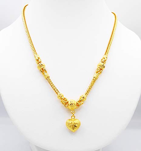 Chain 24k Thai Baht Yellow Gold Plated Filled Necklace Jewelry Women 20" Pendant Heart4