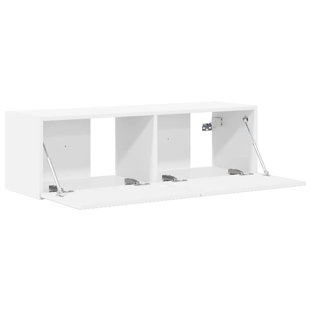 Nowoczesna szafka ścienna pod telewizor biała, 98 x 31 x 29,5 cm, materiał drewnopochodny, unoszące się centrum rozrywki do salonu, sypialni, minimalistyczny design