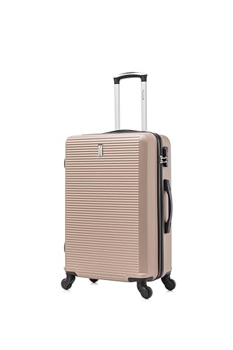 CELIMS - Valise Moyenne Taille Rigide 4 Roues 65 cm | Valise Soute 20kg |Abs Légère | Serrure Intégrée | Bagage de Voyage | Champagne