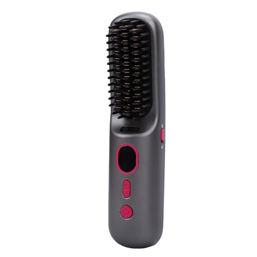 Peine alisador de cabello inalámbrico YUYTE, alisador iónico portátil con infrarrojo lejano y dientes curvos 5D, 4 niveles de temperatura (150 °C a 200 °C), recargable para viaje y uso doméstico (gris) miniatura 2