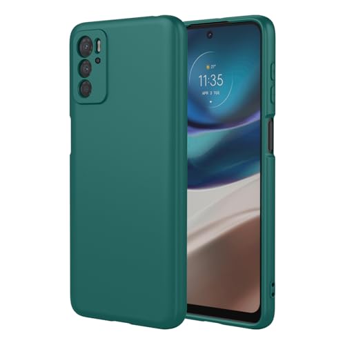 BORYA Silicona Funda para Motorola Moto G60S, Sedoso Suave Ultradelgado Antigolpes Carcasa, Premium TPU Elegante Sencillo Estuche, Anti-Rasguños Forro Microfibra Caso, Verde Oscuro