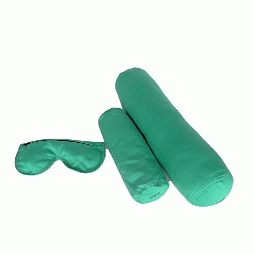 Meditation Kit, 3 Piece Yoga Set, Eye Pillow Buckwheat Hull Filled, Back Bolster/Cushion