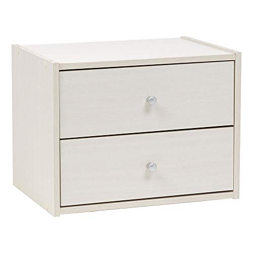 Image of IRIS USA 2-Drawer Modular Wood Stacking Storage Box, for Office Closet and Nightstand, Easy Assembly, Stacking Storage Boxes, White