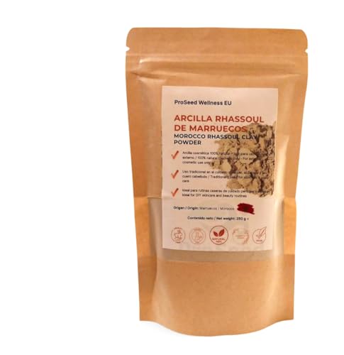 Arcilla Ghassoul Rhassoul de Marruecos 100% Pura – Polvo de Arcilla Volcánica para Cuidado Facial, Capilar y Corporal – 250g | Moroccan Ghassoul Clay Powder – Face, Hair & Body Care – 250g