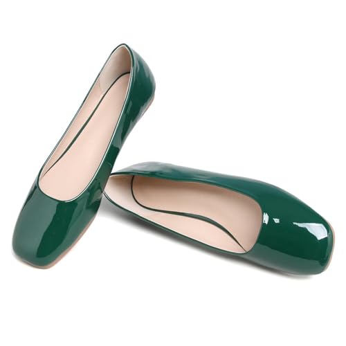 Image of ChaiRong Zhou Women Square Toe Ballets Flats Comfort Slip On Walking Shoes for Driving