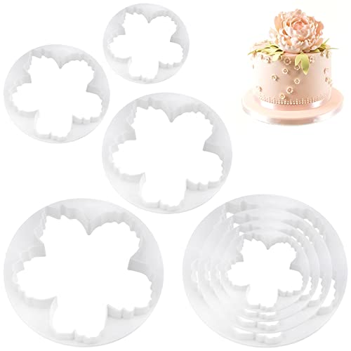 8 Pcs Peony Petal Cutters Plastic Fondant Cake Gumpaste Flower Petal Cutter Cake Decorating Cutter Modeling Tools Kit for Cake Decoration