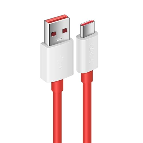 Image of USB A to Type C Dash Charging Cable for Oppo, Fast Charge Support with Stable Data Transfer, Durable Red Cable Compatible with Oppo, Realme & Android Devices (Free Cable Protector)