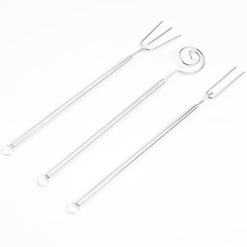 Baipesiy 3-Piece Stainless Steel Chocolate Dessert Fork Set, Creative Chocolate Candy Dipping Tool, Includes 1 Two-Prong, 1 Spiral, and 1 Three-Prong Fork, Baking Decoration for Home Use