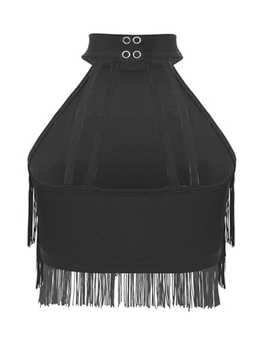 Ensemble de danse latin noir avec franges dynamiques pour fille - 4