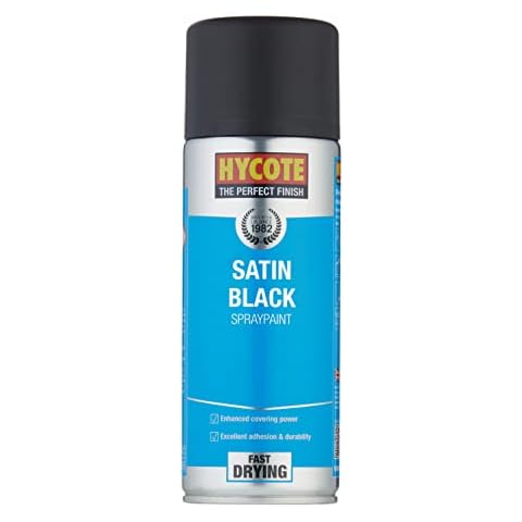 HYCOTE XUK0271 Aerosol Spray Paint 400ml Satin Black Metal Wood Plastic Glass UK Cover