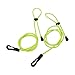 Adjustable Leash for Paddle and Fishing Rod, Stretchable 4 ft (Extends to 6 ft), Rubber Safety Tether with D-for Ring Clip, 2-Pack(Green)
